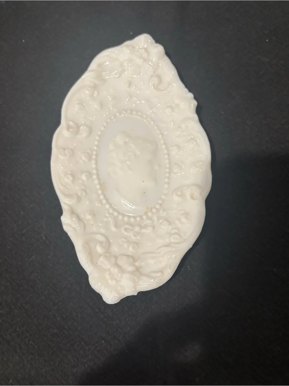 Ornate Cream Cameo Vanity Tray - Decorative Resin Accent
